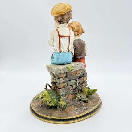 Luigi Giorgio Benacchio Triade Children Eating Lunch Hand Painted Figurine Italy