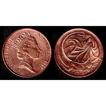 Australia Two Cent 1989 Used Coin Frilled neck-lizard 2c QE II
