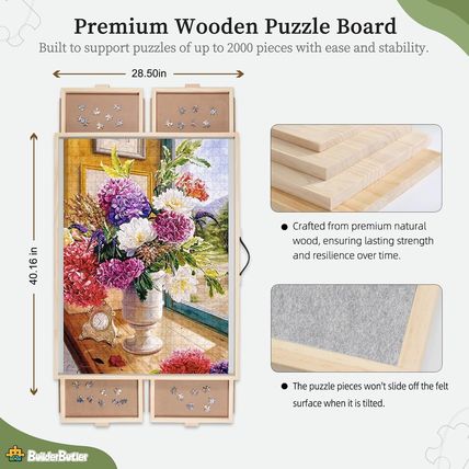 2000 Pieces 2-In-1 Tilting & Rotating Puzzle Board, 40.16"X28.5"Portable Puzzle