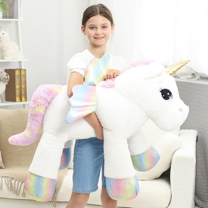 44 Inch Giant Unicorn Stuffed Animal Pillow, Cute Soft Big Unicorn with Rainbow