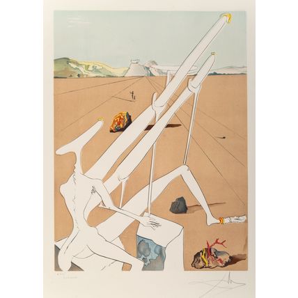 Salvador Dalí (1904-1989). Dali martian muni d'un double microscope holoelectron