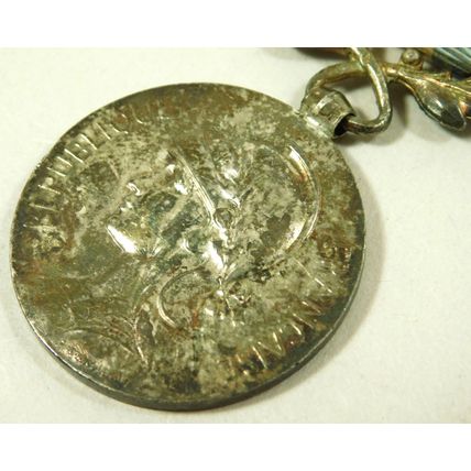 Solid Silver French Military Colonial Medal + Afrique Occidentale Francaise Bar