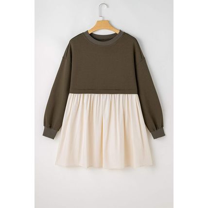 Jungle Green Sweatshirt Poplin Mini Dress