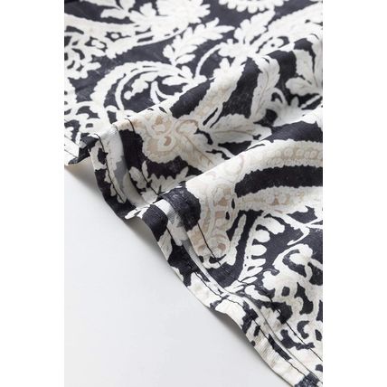 Black Bohemian Printed Drawstring Waist Wide Leg Pants