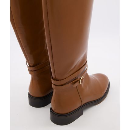 TOMMY HILFIGER Winter Cognac Leather Belt Knee High Boots - NEW (RARE & COLLECT)