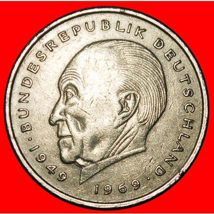 Ⰶ ADENAUER 1876-1967: GERMANY★2 MARKS 1979F I+B+r2! BADEN-W★LOW START★NO RESERVE