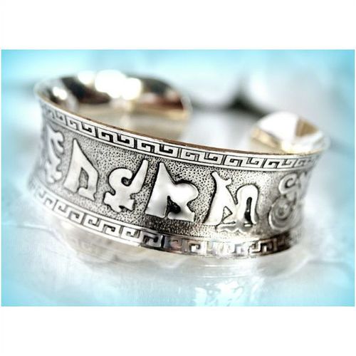 Tibetan Silver Hill Tribe Carved Relief Bracelet Bangle Jewellery 577