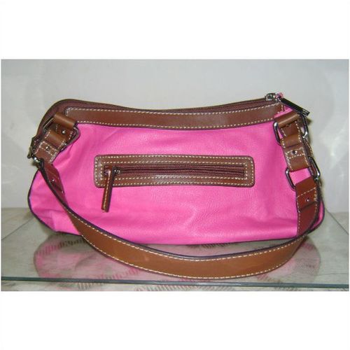 Chaps Brand Small Pink/Brown Faux Leather Handbag Excellent Condition!