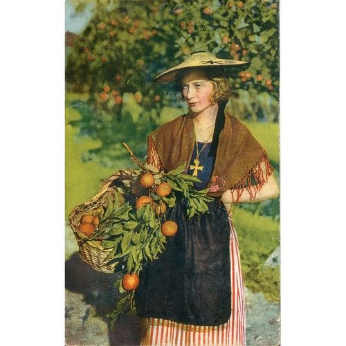 Vintage France Postcard - Marehande d'Oranges (Handmaid with oranges?)