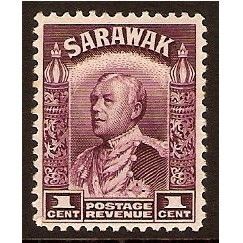 Sarawak KGV 1934 1c Purple Mounted Mint MM SG 106 stamp charles vyner brooke