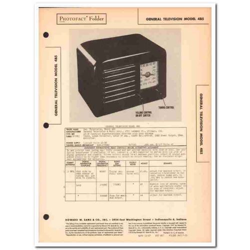 general television model 4b5 5-tube am radio sams photofact manual