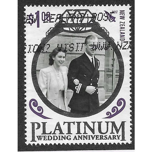 NZL 2017 $1.00 'PLATINUM ROYAL WEDDING ANNIVERSARY' FINE USED (EBID 58-573)