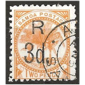 Samoa 1895 SG78 3d on 2d Orange-Yellow Fine Used . .. .