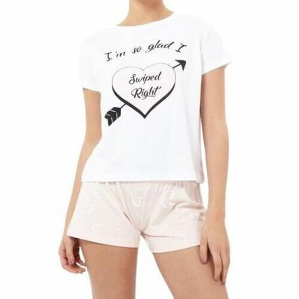Swiped Right Slogan Printed Pyjama Set Size S UK Size 8