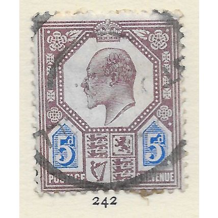 GB 1902 KE7 5d PURPLE ULTRAMARINE USED SG242 242 SG A NICE CLEAN BRIGHT COPY