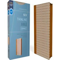 NIV, Thinline Bible, Compact, Leathersoft, Brown/White, Zippered, Red Letter, Co
