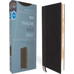 NIV, Thinline Bible, Compact, Leathersoft, Black/Gray, Red Letter, Comfort Print