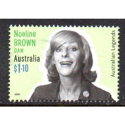 AUSTRALIA: 2020, $1.10 LEGENDS, NOELINE BROWN, USED SHEET PERF STAMP. 610/633