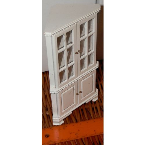 1:12th Doll Dollshouse Georgian Corner Display Unit White Opening Doors