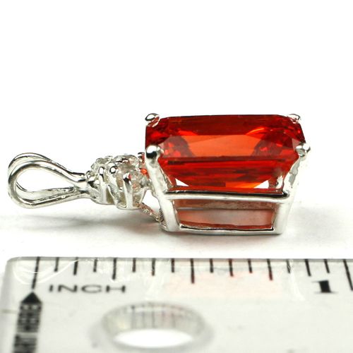 Created Padparadscha Sapphire, 925 Sterling Silver Pendant, SP042