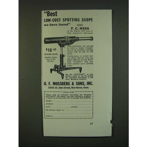 1940 Mossberg Spotshot Spotting Scope Ad - Best low-cost spotting scope