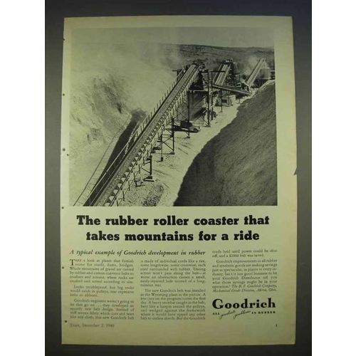 1940 Goodrich Rubber Ad - Takes Mountains for a Ride