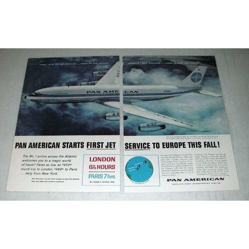 1958 Pan American Airways Ad - Jet Service to Europe