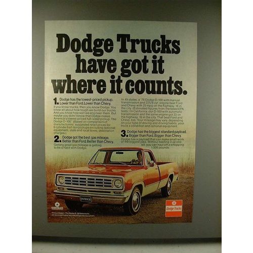 1976 Dodge D-100 Adventurer Pickup Truck Ad - Got it