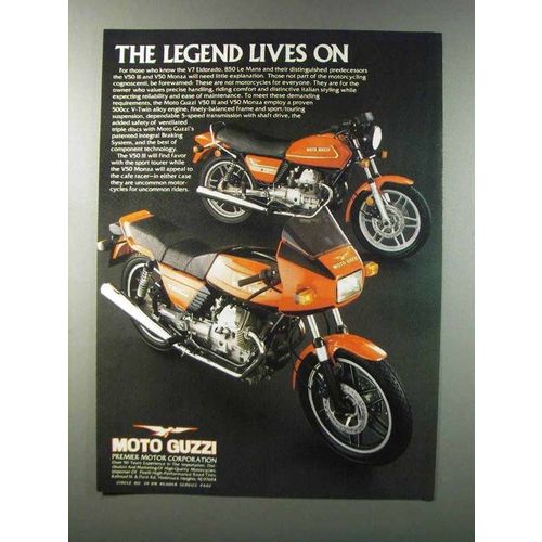 1981 Moto Guzzi V50 III and V50 Monza Motorcycles Ad