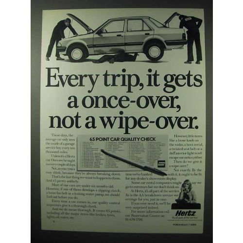 1984 Hertz Rent a Car Ad - Every Trip Gets a Once-Over