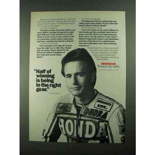 1988 Honda Motorcycles Ad - Bubba Shobert