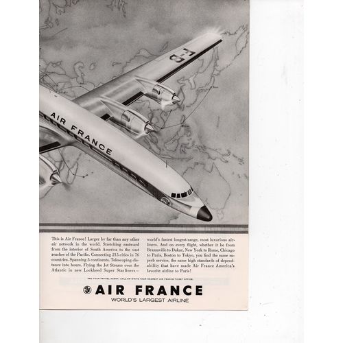 Air France Airlines Full Page Print Ad March 1958