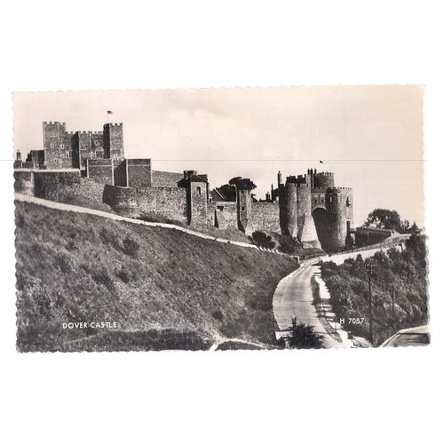 DOVER CASTLE, KENT used vintage postcard RP stamp removed =