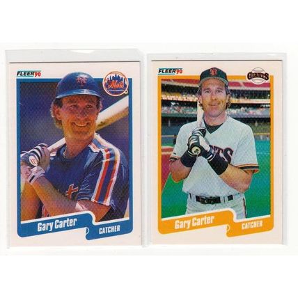 Two 1990 Fleer Gary Carter cards #199, #U-62 Update