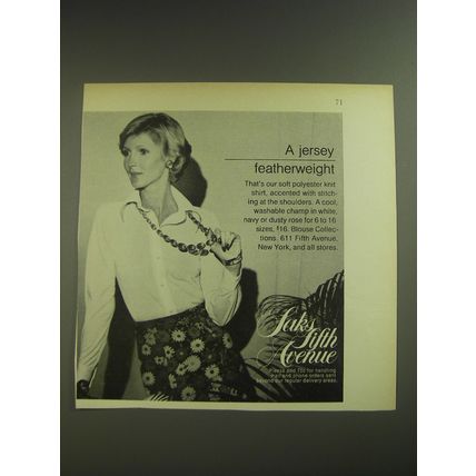 1974 Saks Fifth Avenue Blouse Ad - A jersey feathrweight