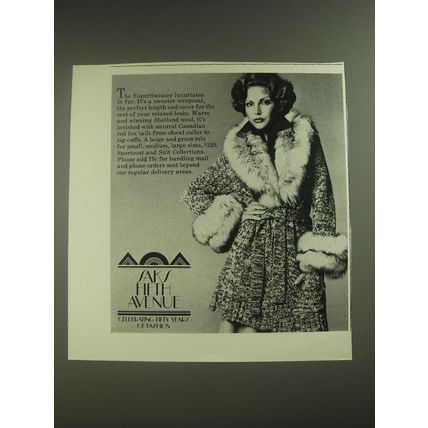 1974 Saks Fifth Avenue SuperSweater Ad - The SuperSweater luxuriates in fur