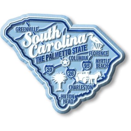 South Carolina the Palmetto State Premium Map Fridge Magnet
