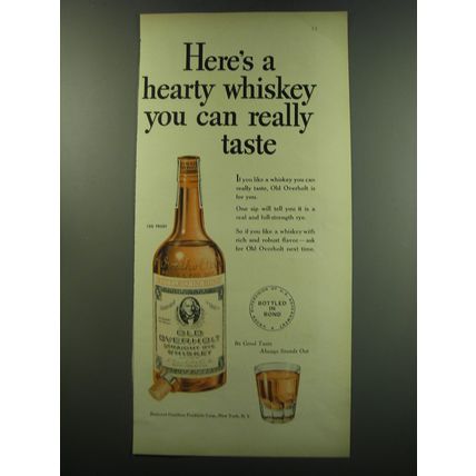 1949 Old Overholt Straight Rye Whiskey Advertisement - A hearty whiskey