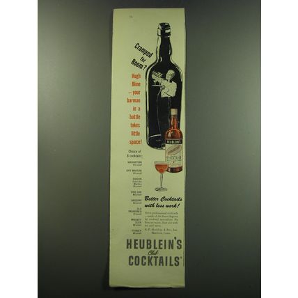 1949 Heublein's Club Cocktails Ad - Cramped for room?