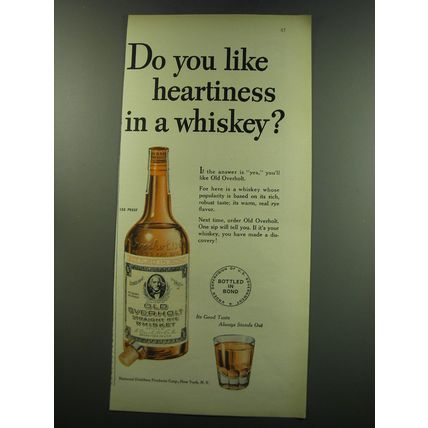 1949 Old Overholt Straight Rye Whiskey Ad - Do you like heartiness in a whiskey?