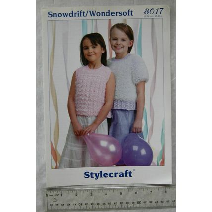 Vintage: Stylecraft 8017 tops, snowdrift/wondersoft, 20-30 inch, 51-76 cm