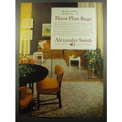 1951 Alexander Smith Floor-Plan Rugs Ad - Buy your broadloom the thrifty way