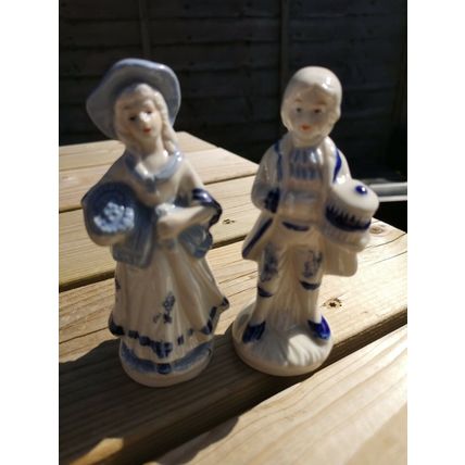 Pair Of Vintage Figures Blue And White