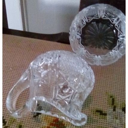 Matching Creamer and Sugar Bowl, Clear Depression Glass