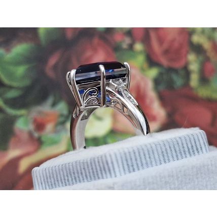 Minas Gerais Twilight Quartz Fancy Cut Ring Sz P½- Q Platinum Overlay 925 Silver