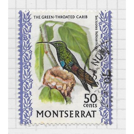 MONTSERRAT 1970 BIRDS UNCHECKED GREEN THROATED CARIB USED