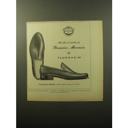1960 Florsheim Oneida Shoes Ad - The finest authentic Genuine Moccasin