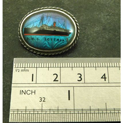 Vintage Cunard RMS Scythia Sterling Silver Butterfly Wing Back Brooch Pin Badge
