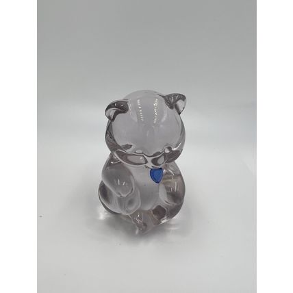 Fenton Glass Bear Figurine Pink Art Blue Heart Collectible USA Retired