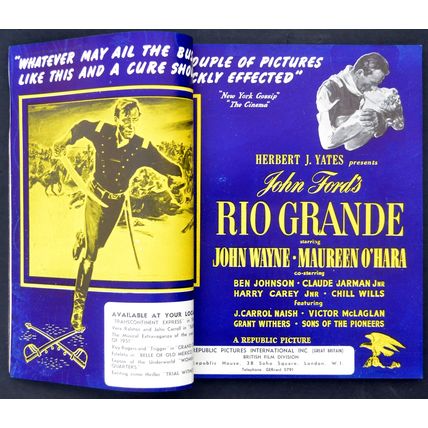 KINE WEEKLY 1950 Rio Grande, Bitter Rice UK MAGAZINE